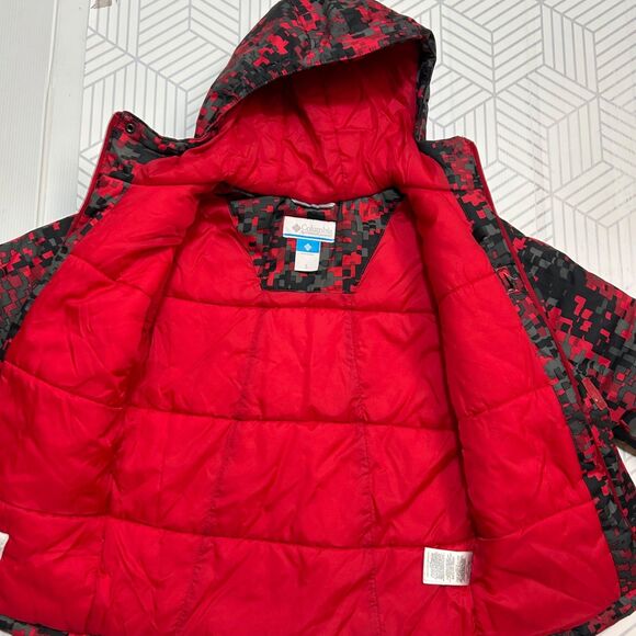 Columbia Lightning Lift Kids' Jacket Boys size Small 8 Red Minecraft Black - Picture 2 of 11